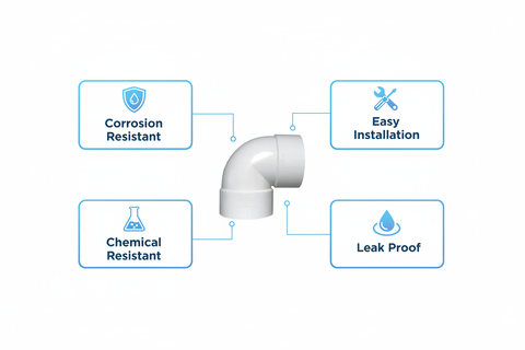 White UPVC Elbow 90° Features - Corrosion Resistant, Easy Installation, Chemical Resistant, Leak Proof