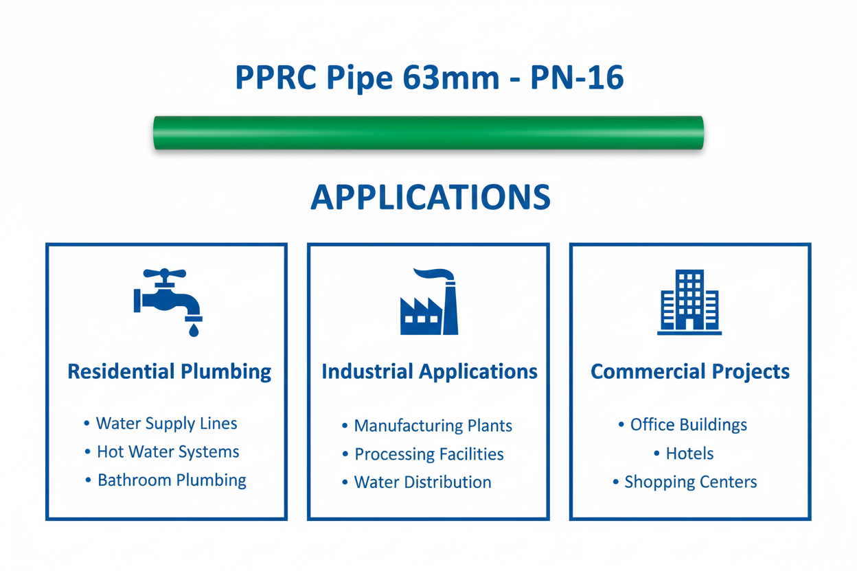 Pipe PPRC PN-16 63mm Applications - Residential Industrial Commercial