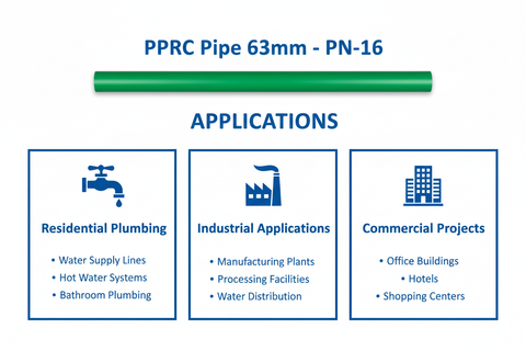 Pipe PPRC PN-16 63mm Applications - Residential Industrial Commercial