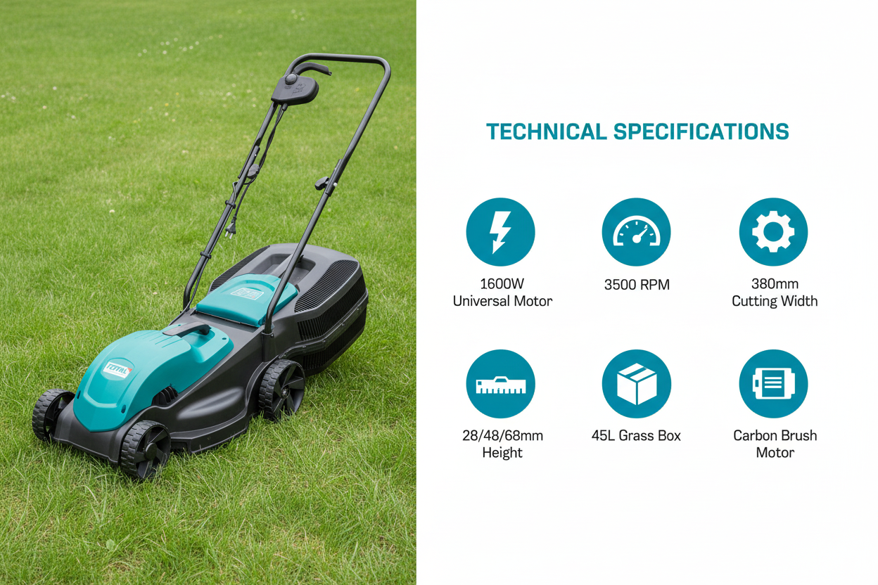 Total TGT616152 Technical Specifications - 1600W Power, 380mm Width, 45L Box