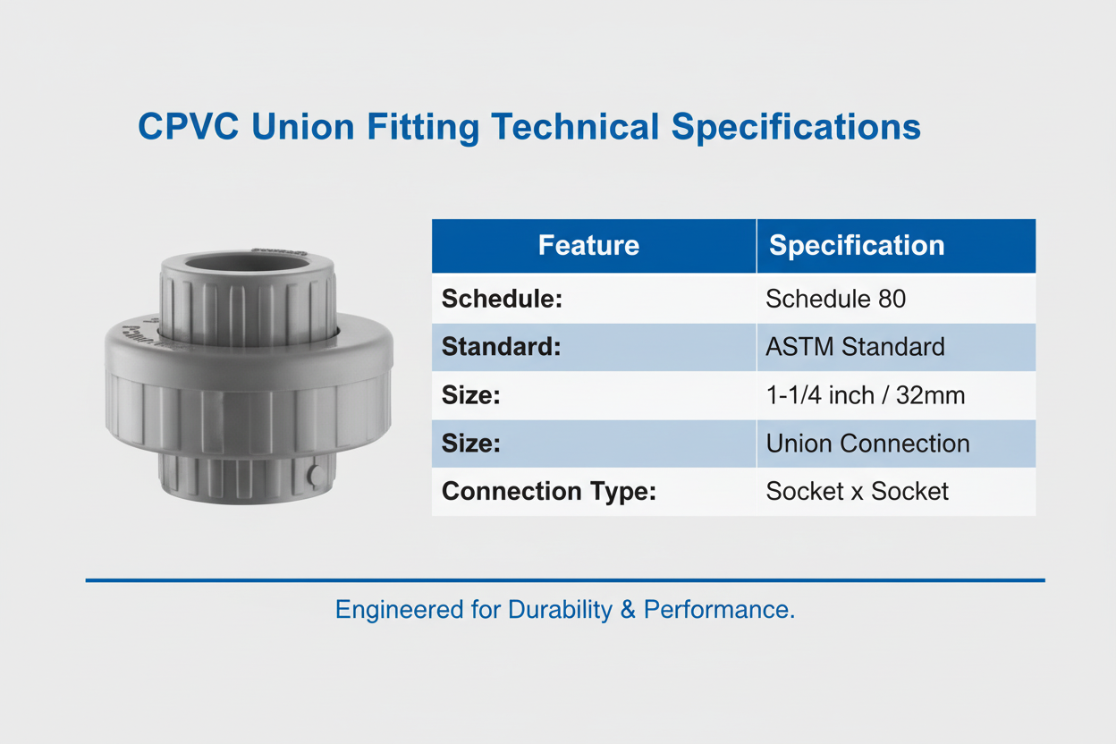 CPVC Union Technical Specifications - Schedule 80, ASTM Standard