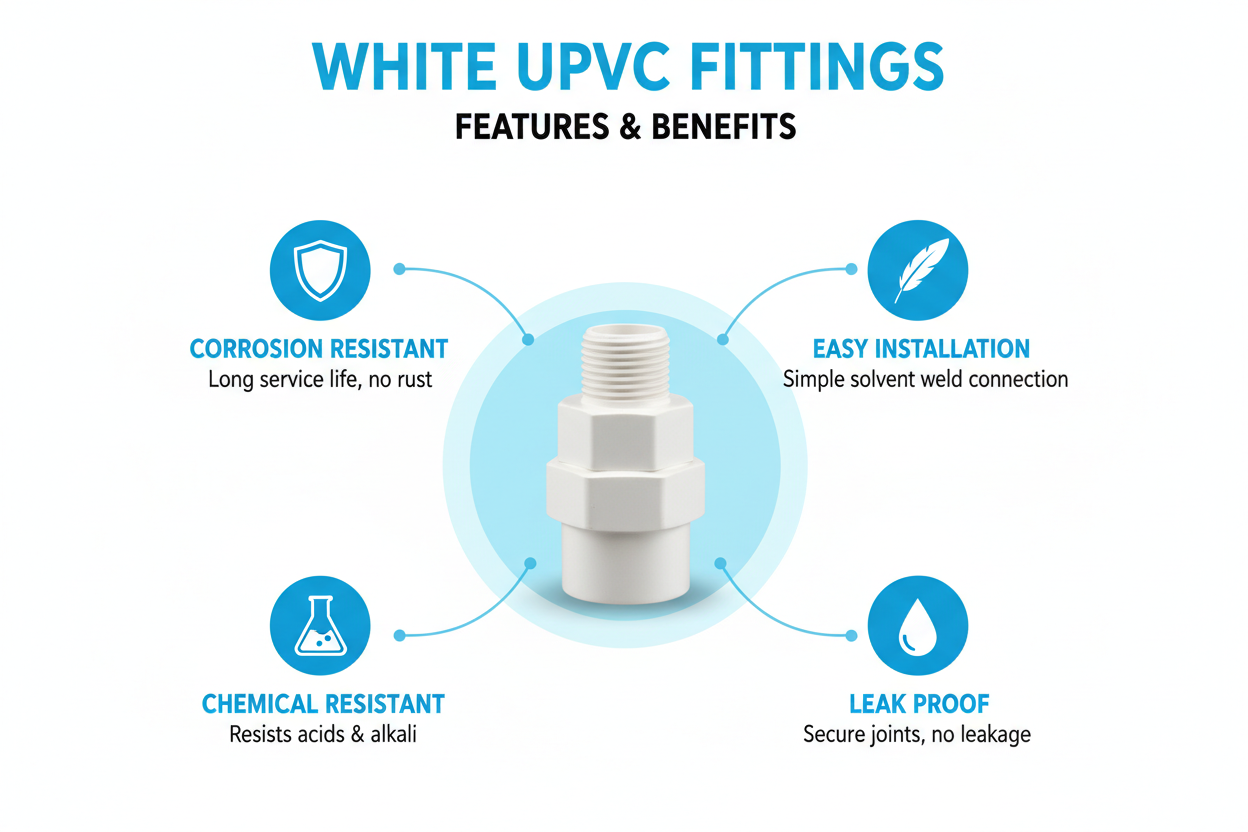 White UPVC V.Socket/Adapter Features - Corrosion Resistant, Easy Installation, Chemical Resistant, Leak Proof