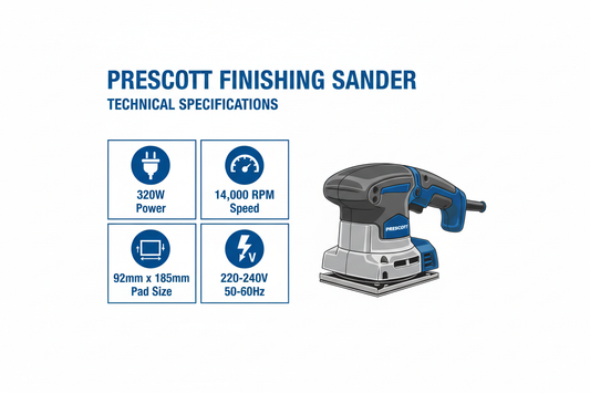 Prescott Sander Specifications - 320W, 14000 RPM