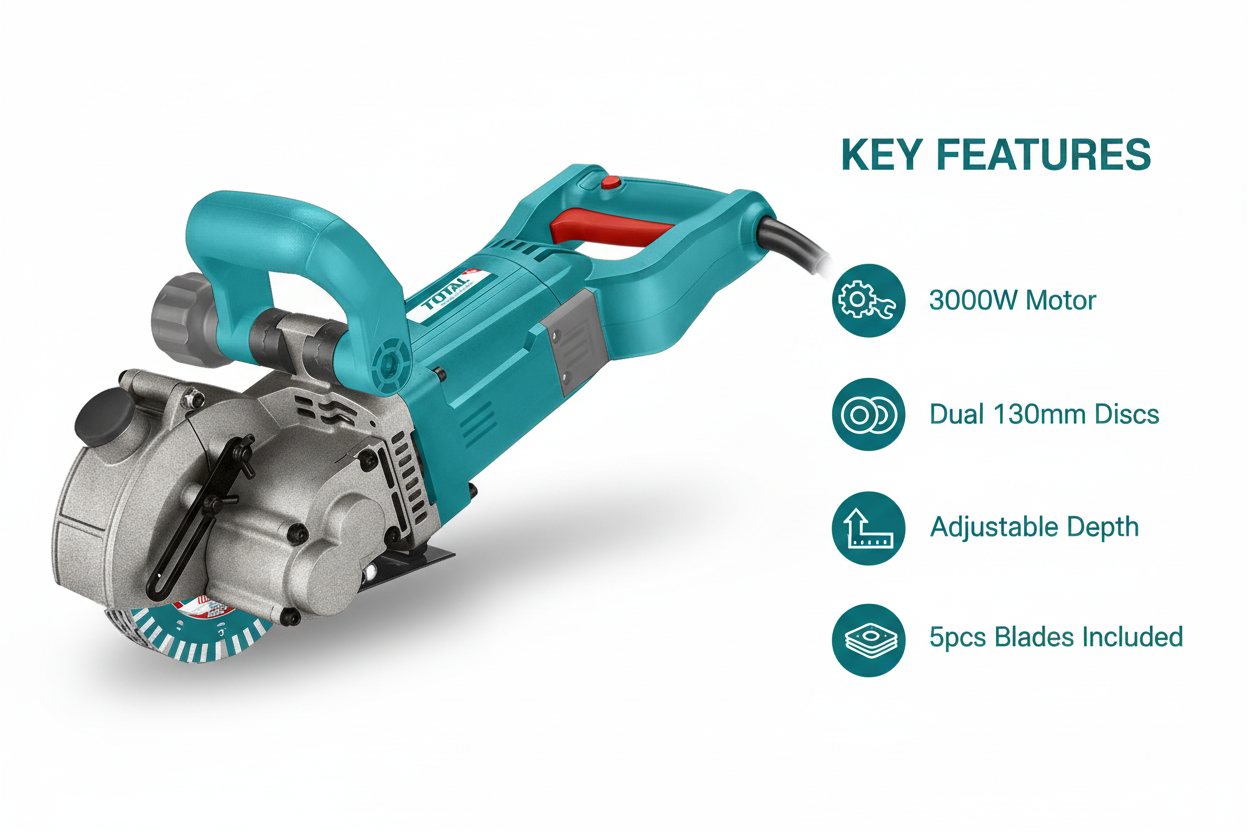 Total TWLC1301 Features & Benefits - Dual Discs, Adjustable Depth, 5pcs Blades