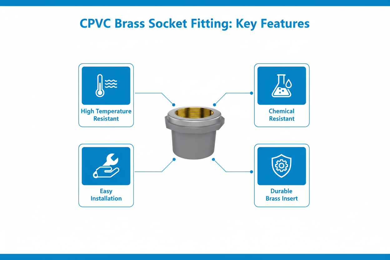 CPVC Brass Socket Features - High Temperature Resistant, Chemical Resistant, Easy Installation, Durable