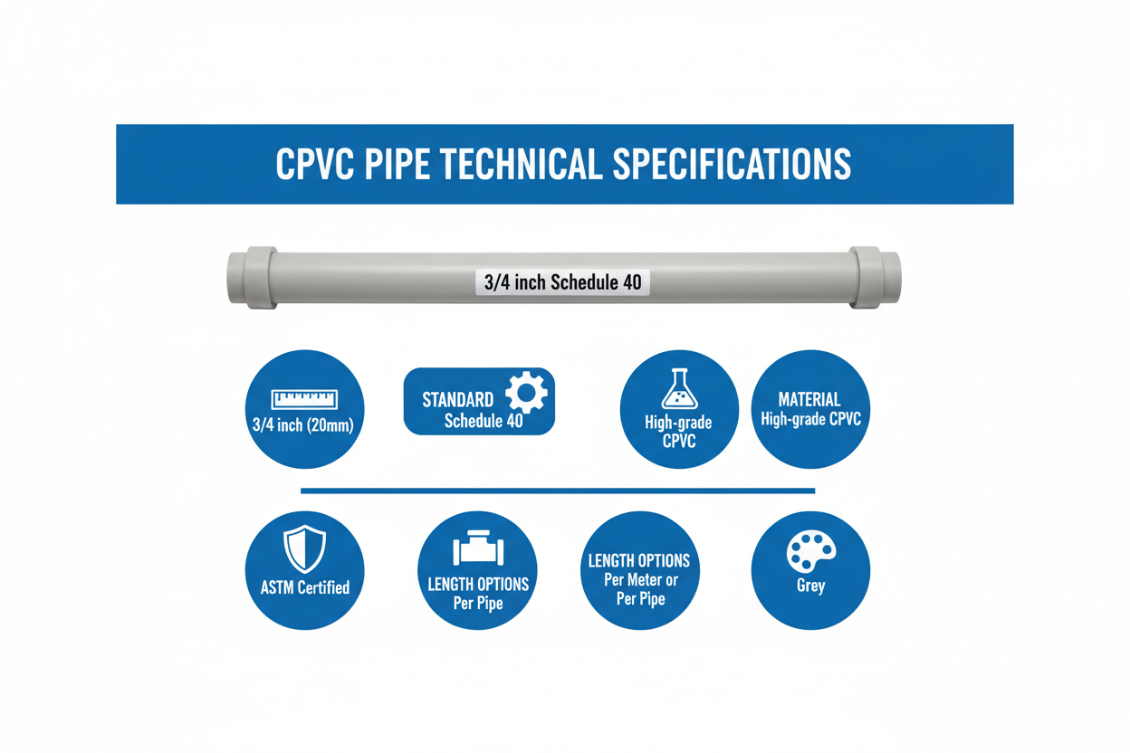3/4 inch CPVC Schedule 40 Technical Specifications