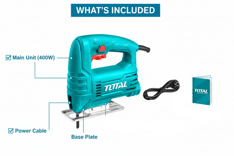 Total TS2045565 Package Contents - Jig Saw, Saw Blade, Base Plate