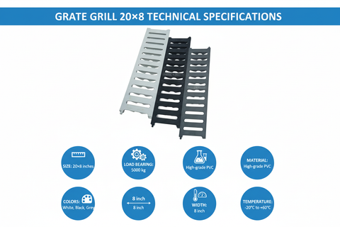 GRATE GRILL 20×8 Technical Specifications - All Colors - 5000kg Load Capacity