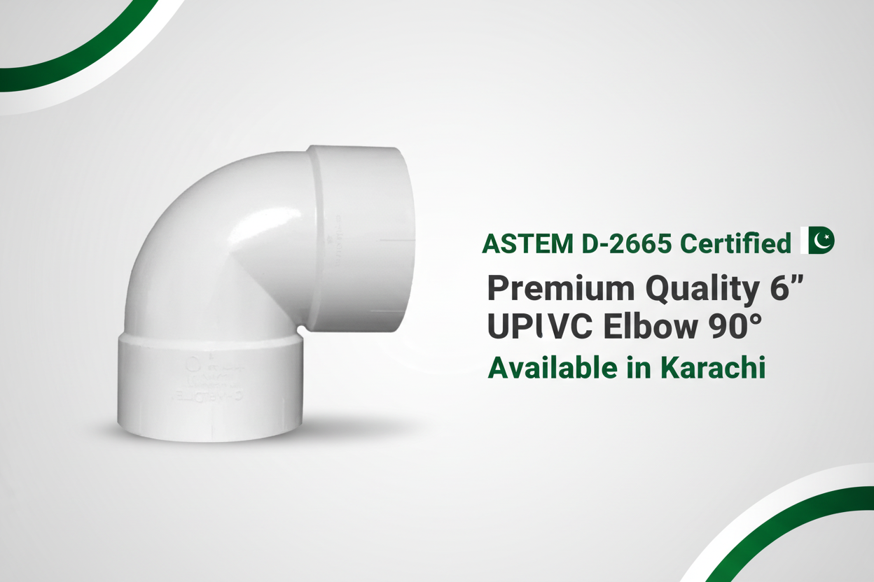 ASTM D-2665 Certified - Premium Quality 6" UPVC Elbow 90° Available in Karachi