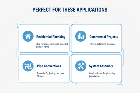 Applications for G.I Fitting Socket - residential plumbing, commercial projects, pipe connections, system assembly
