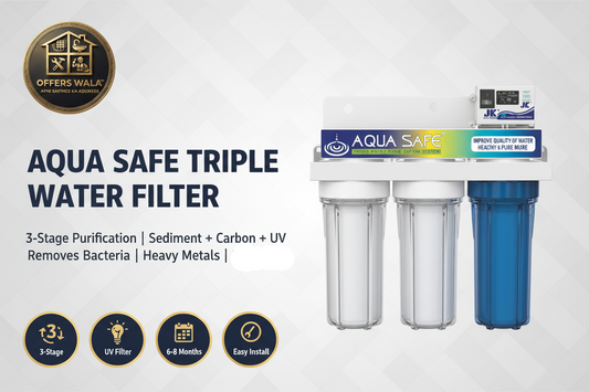 Aqua Safe Triple Water Filter – Hero Banner A+ Image