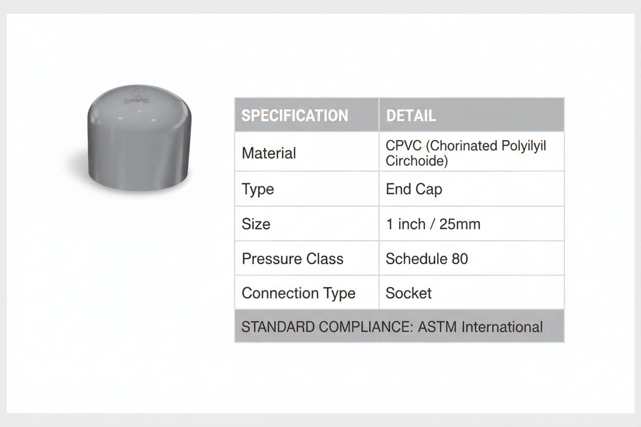 CPVC End Cap Technical Specifications - Schedule 80, ASTM Standard
