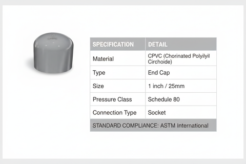 CPVC End Cap Technical Specifications - Schedule 80, ASTM Standard
