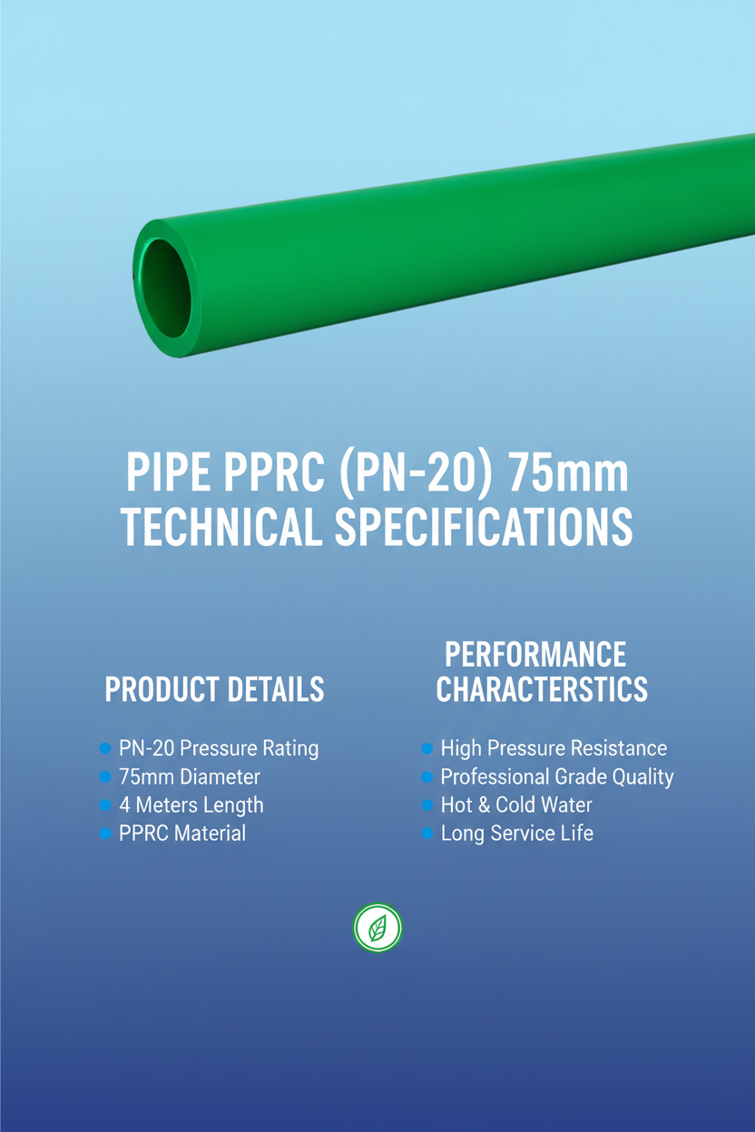 Pipe PPRC PN-20 75mm Technical Specifications