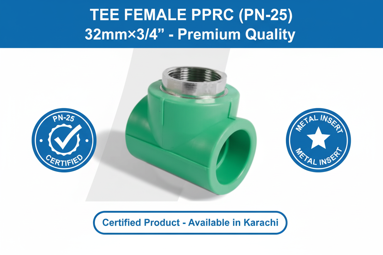 Tee Female PPRC PN-25 32mm×3/4 inch Quality Certification