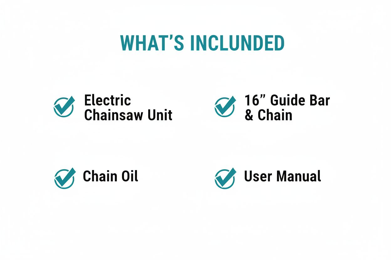 Prescott PT1140502 Package Contents - Chainsaw, Guide Bar, Chain Oil