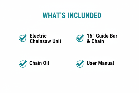 Prescott PT1140502 Package Contents - Chainsaw, Guide Bar, Chain Oil