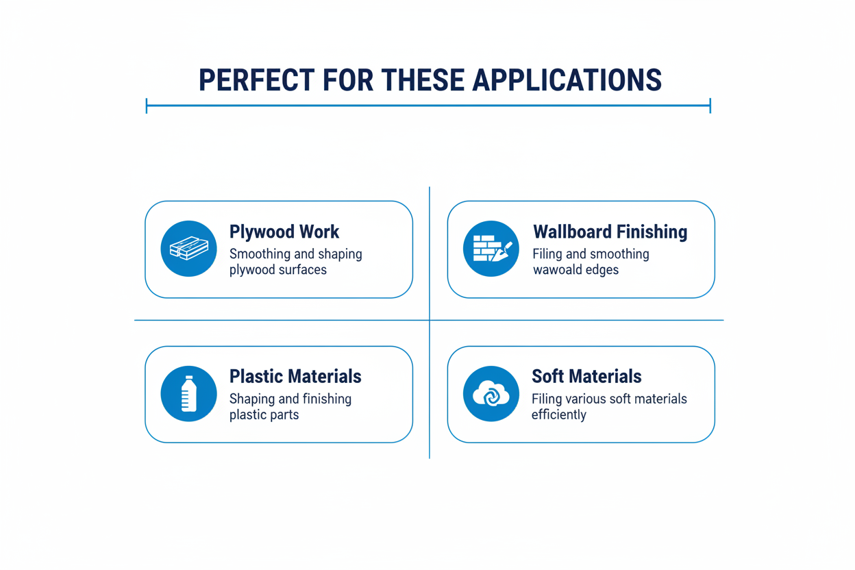 Perfect applications - plywood work, wallboard finishing, plastic materials, soft materials