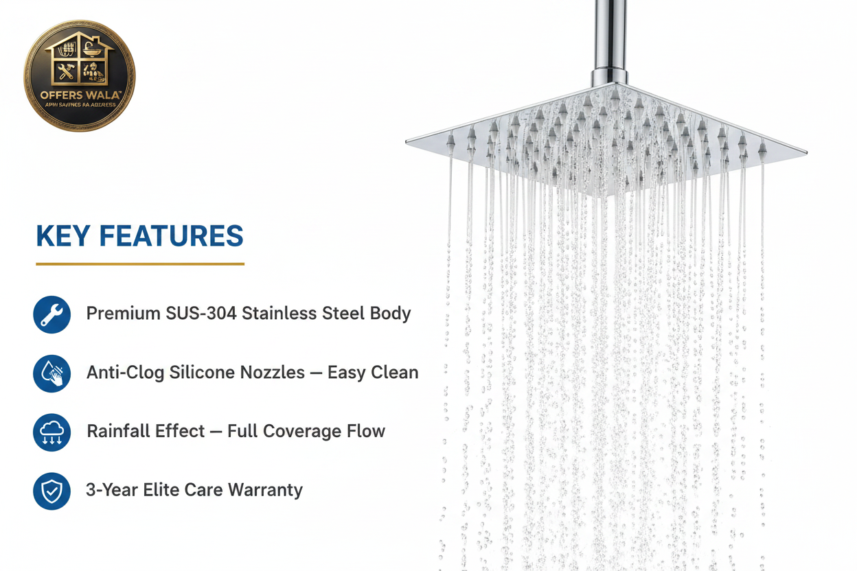 Sanitario Rain Shower Key Features — Offers Wala