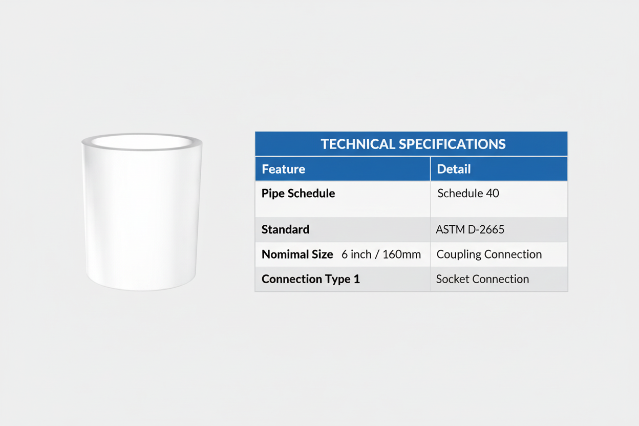 UPVC Socket Technical Specifications - Schedule 40, ASTM D-2665
