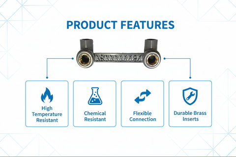 CPVC Mixture Brass Elbow Features - High Temperature Resistant, Chemical Resistant, Flexible Connection, Durable