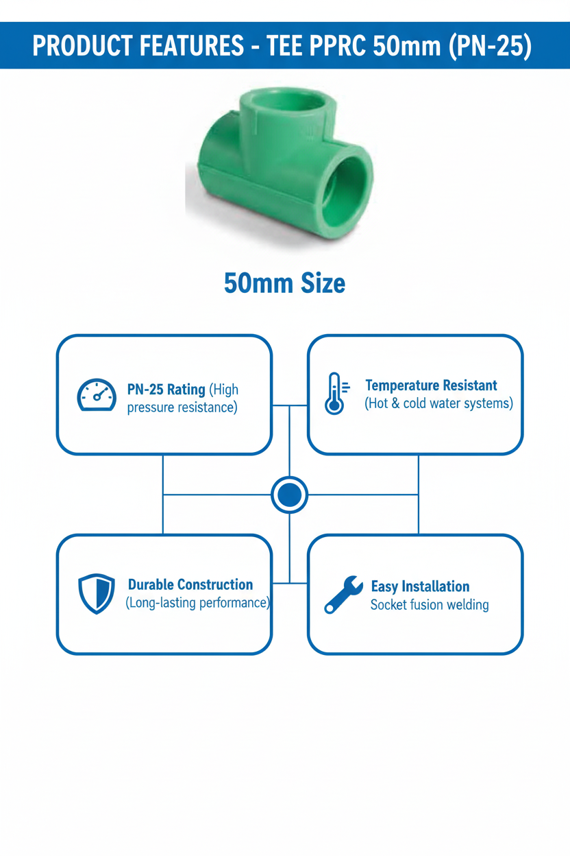 Tee PPRC PN-25 50mm Product Features