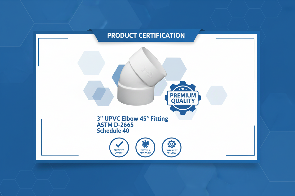 UPVC Elbow 45° Fitting - ASTM D-2665 Schedule 40 Premium Quality