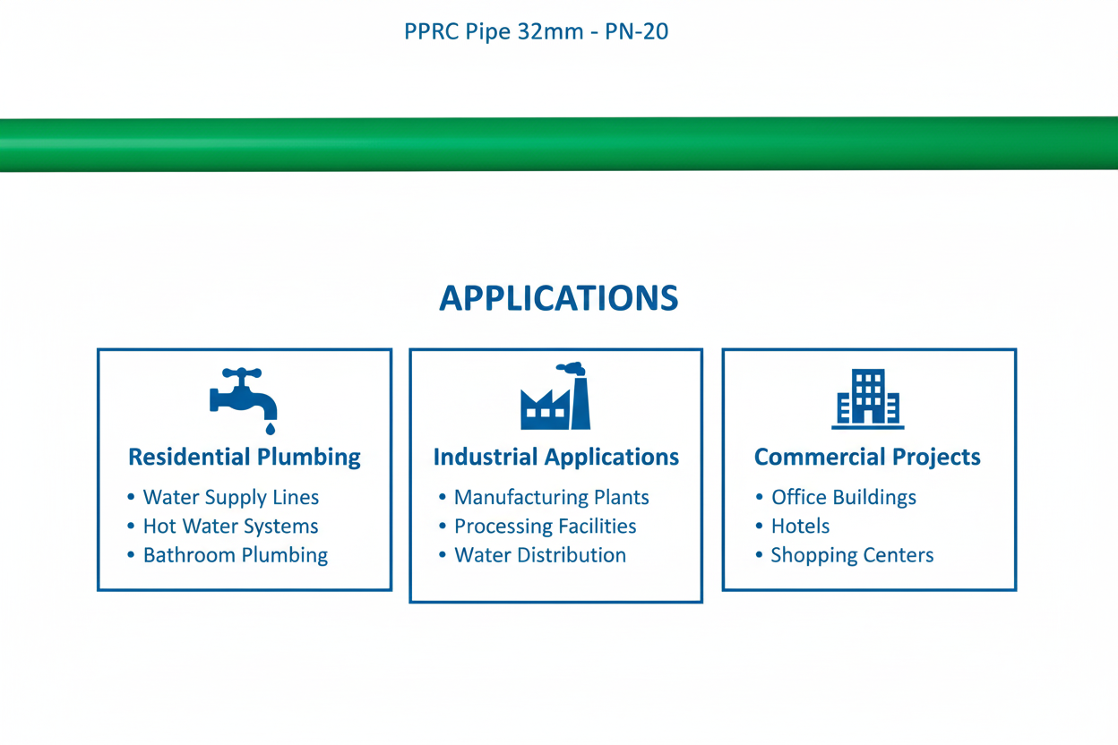 Pipe PPRC PN-20 32mm Applications - Residential Industrial Commercial