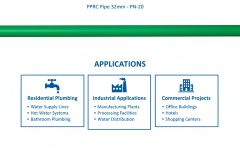 Pipe PPRC PN-20 32mm Applications - Residential Industrial Commercial