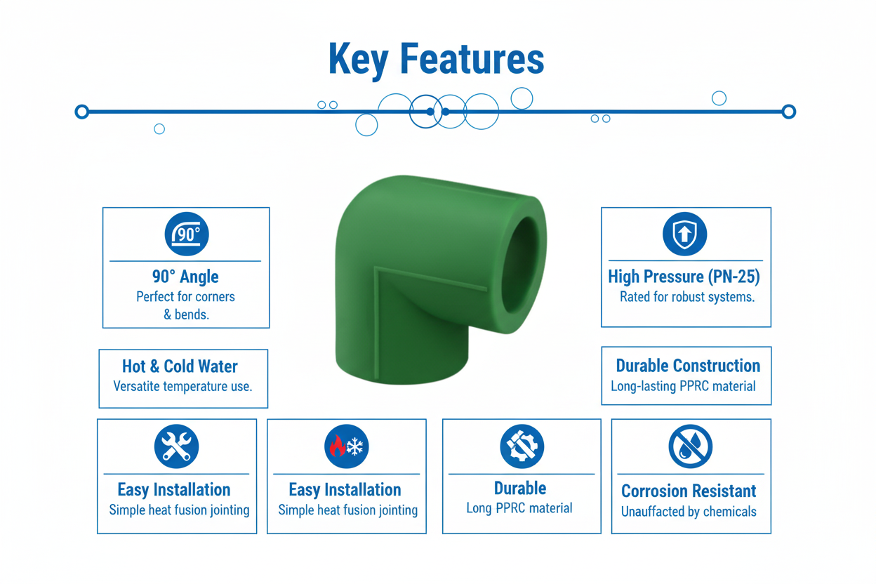 Elbow 90° PPRC PN-25 50mm Product Features