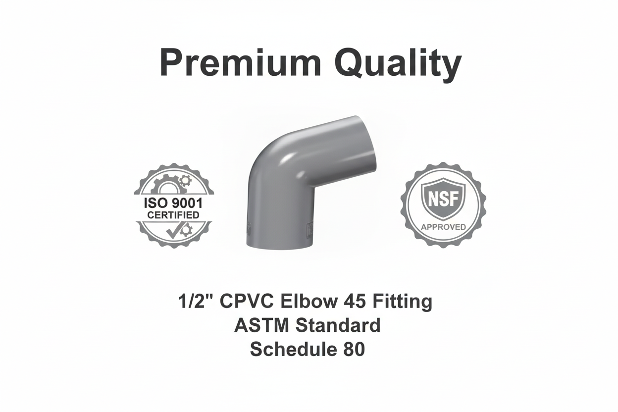 CPVC Elbow 45 Fitting - ASTM SCH-80 Schedule 80 Premium Quality