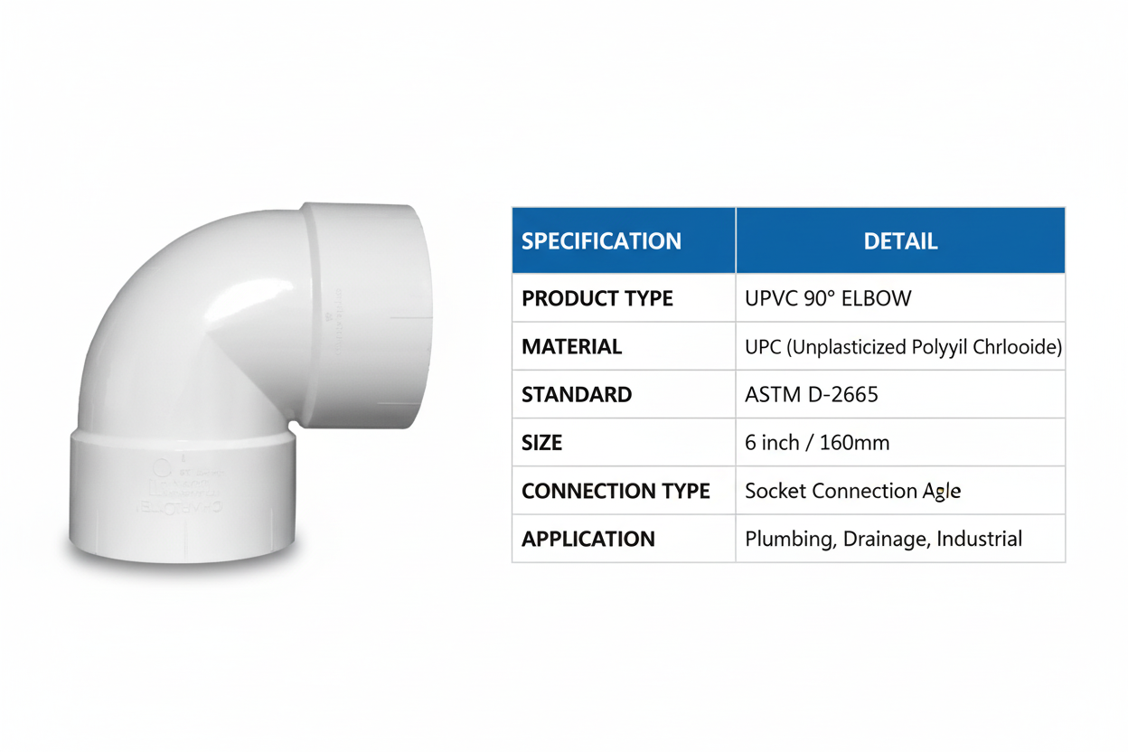 UPVC Elbow 90° Technical Specifications - Schedule 40, ASTM D-2665