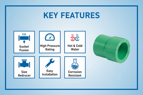Features and benefits of PN-25 certified reducing socket PPRc fitting