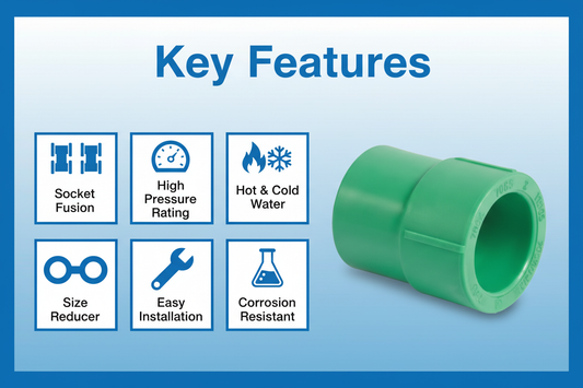Features and benefits of PN-25 certified reducing socket PPRc fitting
