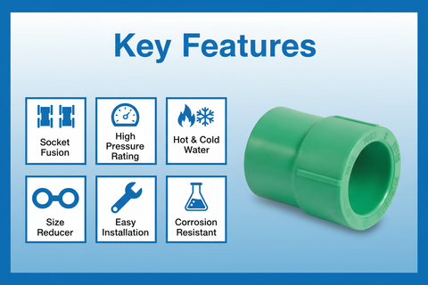 Features and benefits of PN-25 certified reducing socket PPRc fitting