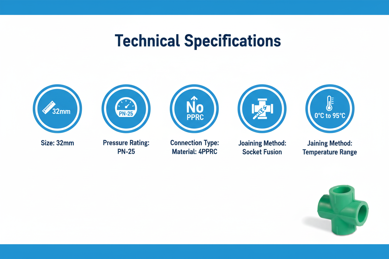 Cross Tee PPRC PN-25 32mm Technical Specifications