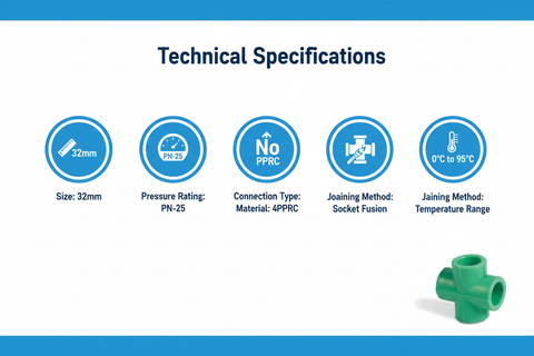 Cross Tee PPRC PN-25 32mm Technical Specifications
