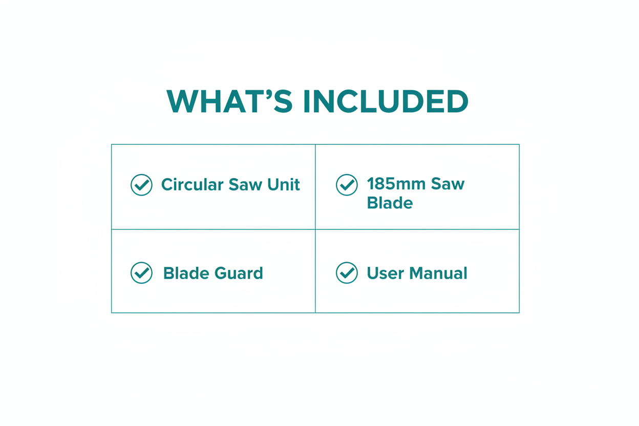 Gaocheng GC-1850C Package Contents - Circular Saw, Blade, Blade Guard