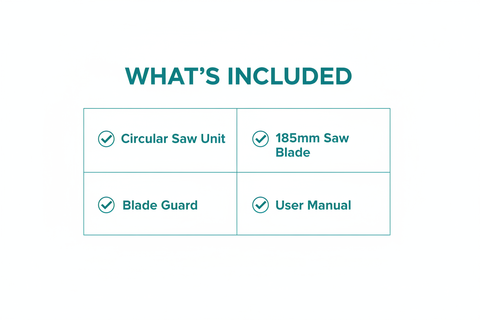 Gaocheng GC-1850C Package Contents - Circular Saw, Blade, Blade Guard