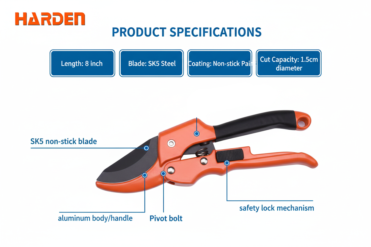 Harden 630421 Garden Pruner Specifications Diagram
