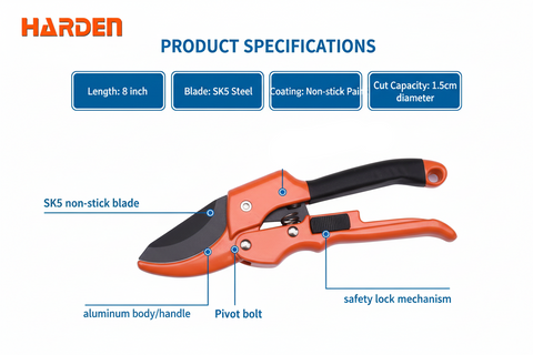 Harden 630421 Garden Pruner Specifications Diagram