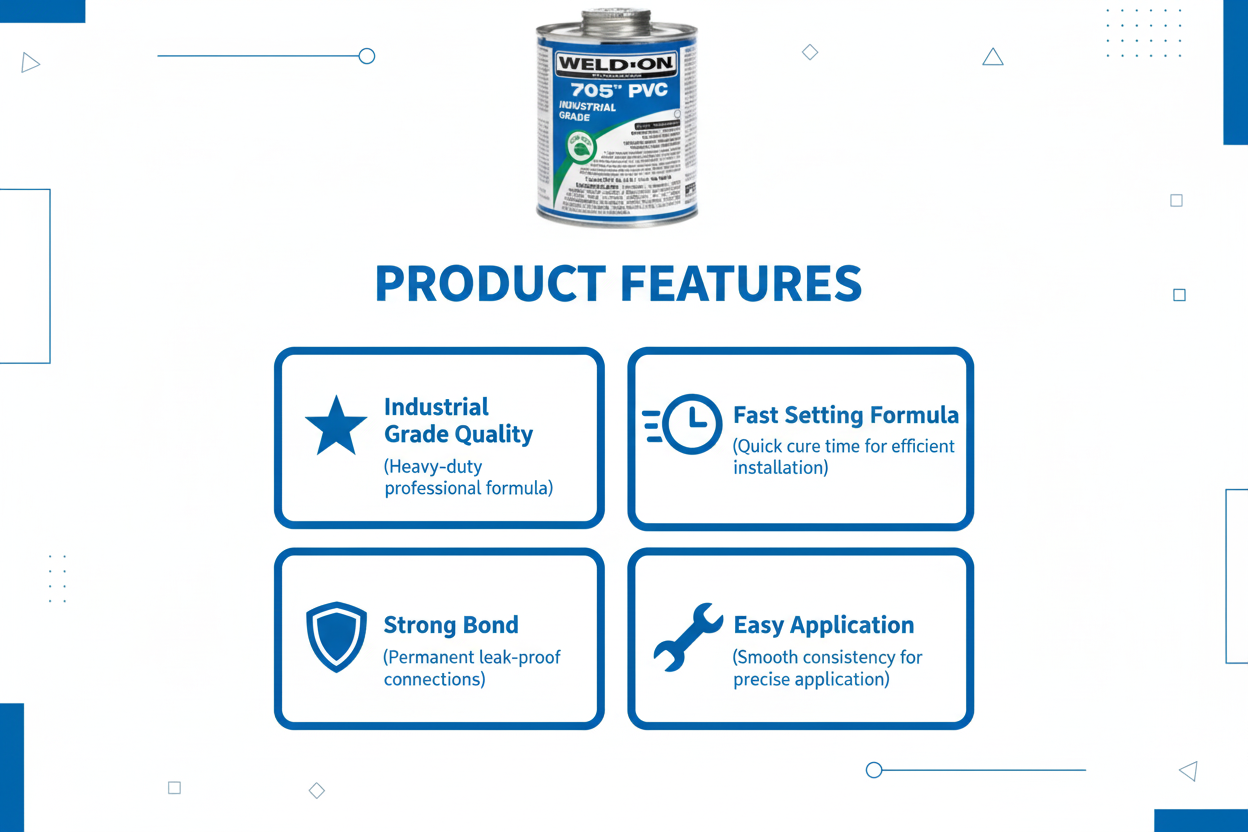 Product features - Industrial Grade Quality, Fast Setting, Strong Bond, Easy Application
