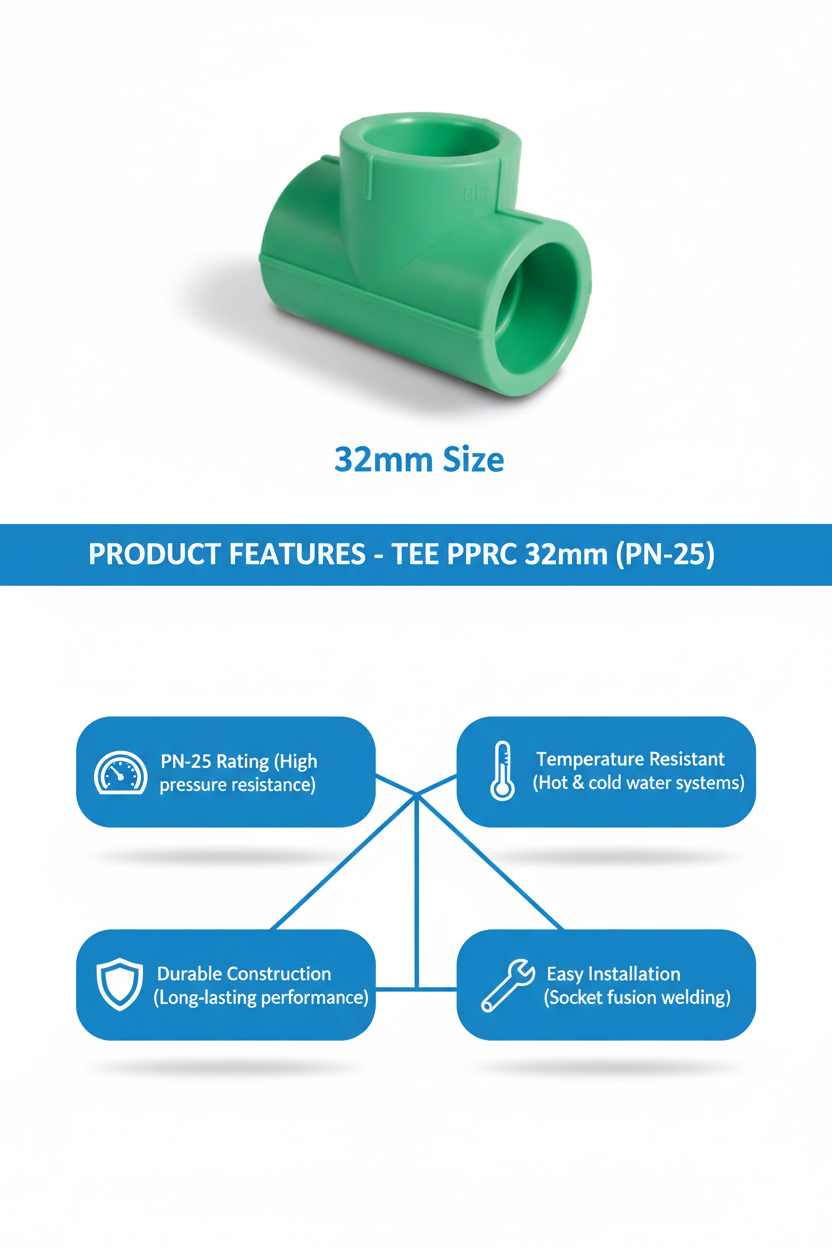 Tee PPRC PN-25 32mm Product Features