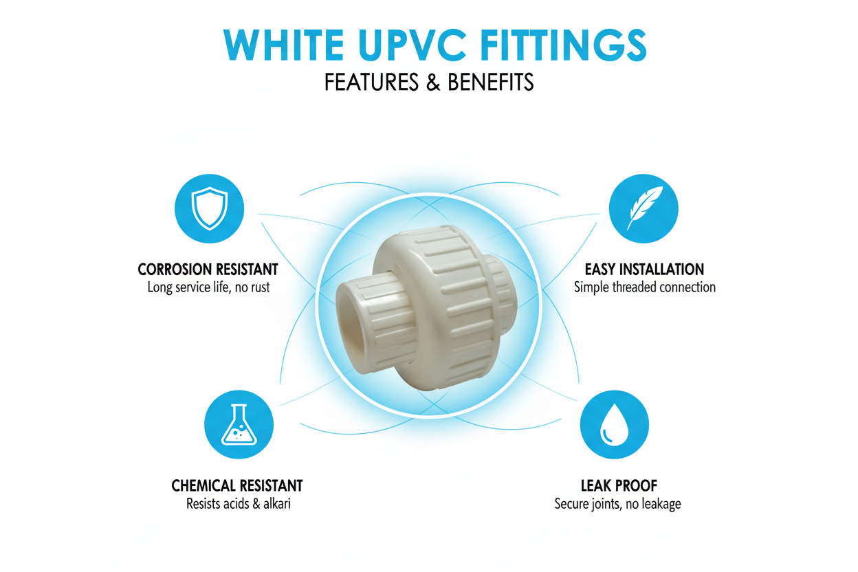 White UPVC Union Features - Corrosion Resistant, Easy Installation, Chemical Resistant, Leak Proof