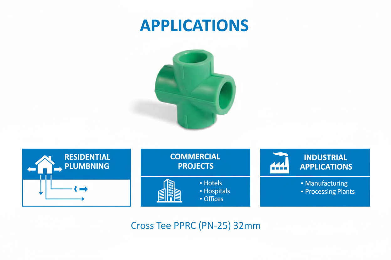 Cross Tee PPRC PN-25 32mm Applications