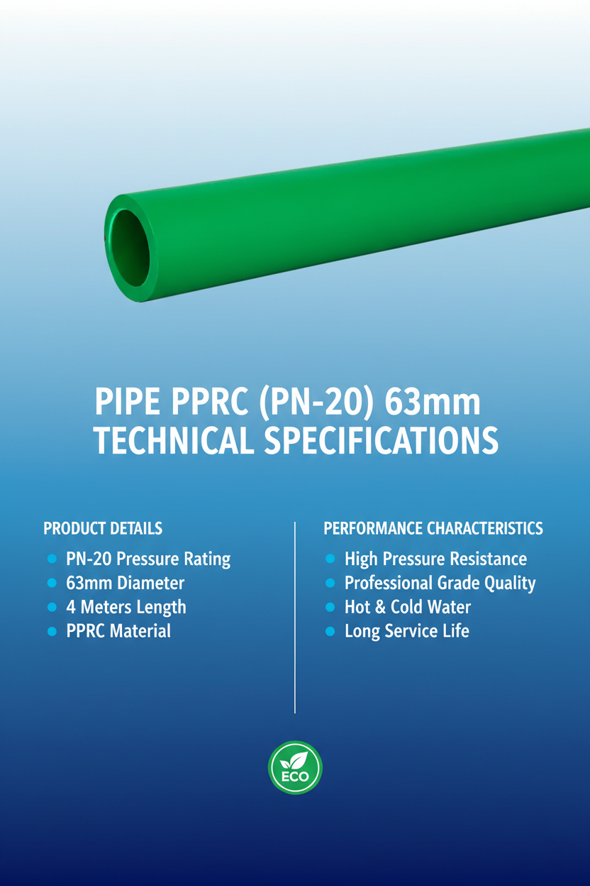 Pipe PPRC PN-20 63mm Technical Specifications