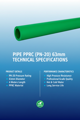 Pipe PPRC PN-20 63mm Technical Specifications