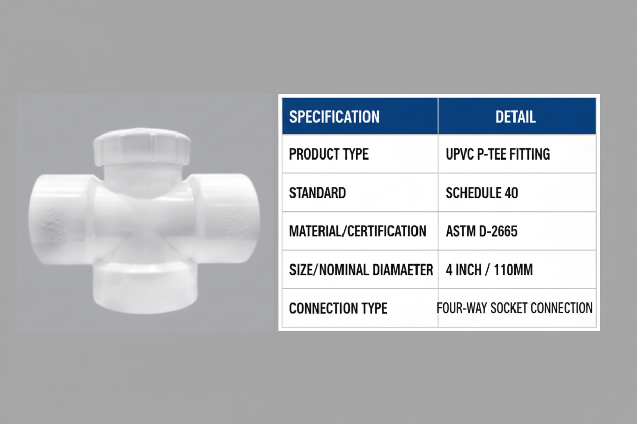 UPVC P-Tee Technical Specifications - Schedule 40, ASTM D-2665