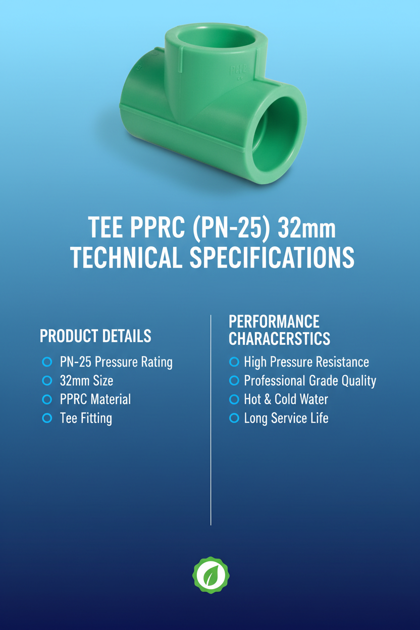 Tee PPRC PN-25 32mm Technical Specifications