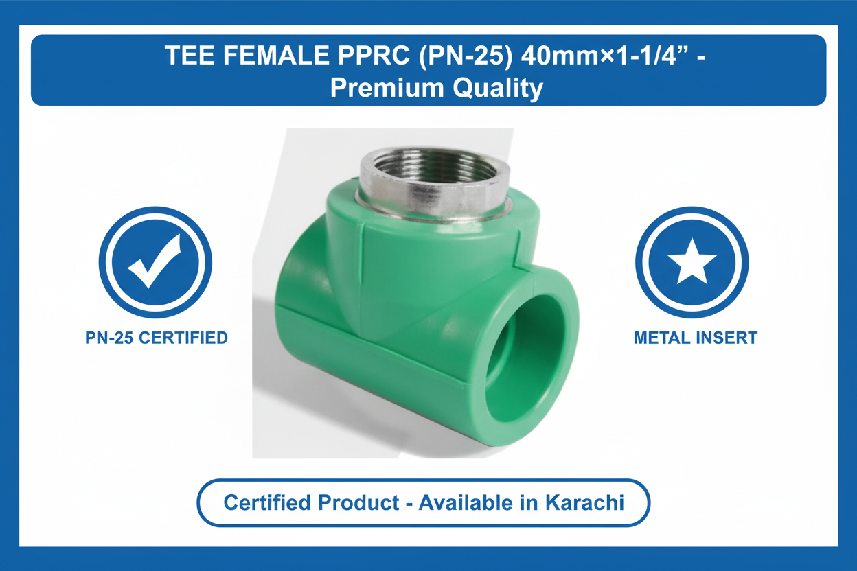 Tee Female PPRC PN-25 40mm×1-1/4 inch Quality Certification